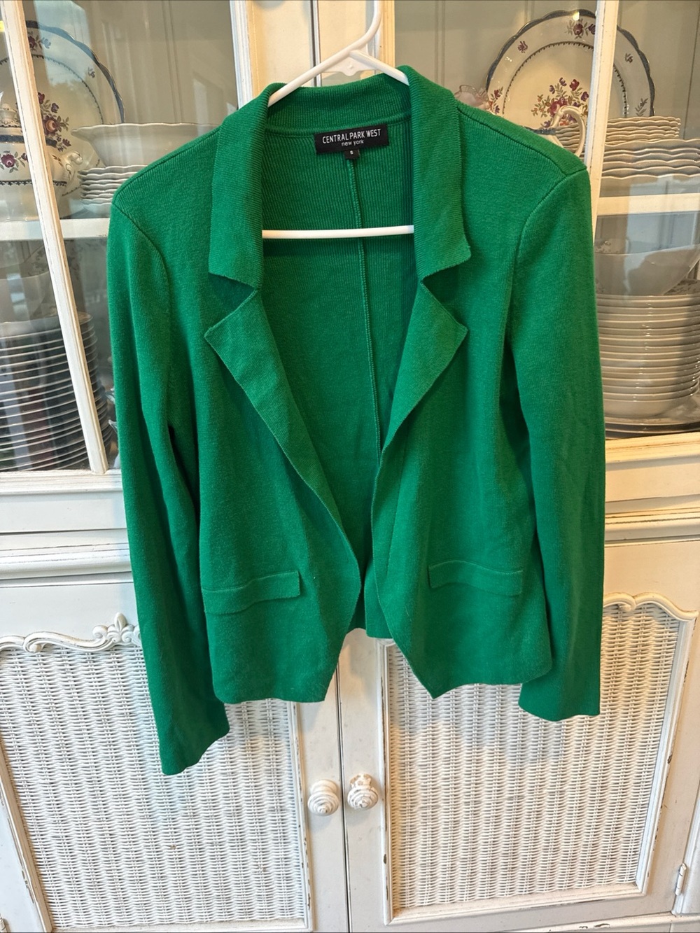 Central Park West Bright Green Open-Front Blazer Jacket